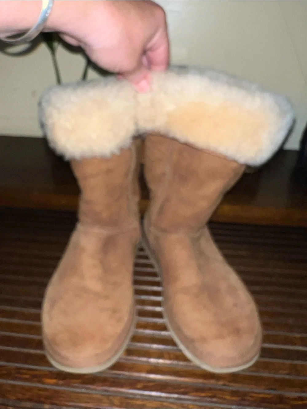 UGG Chestnut Suede Shearling-Lined Mid-Calf Boots